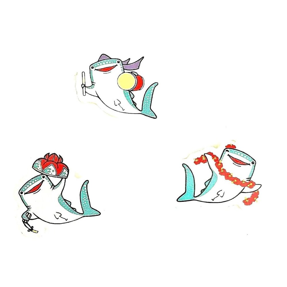 Lot of 3 Cute Shark Magnets for Refrigerator or Locker